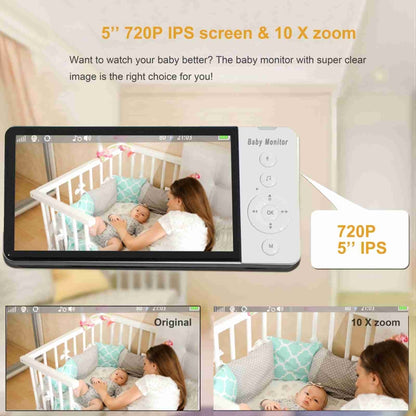 ABM700 5 inch Wireless Video Night Vision Baby Monitor Security Camera(EU Plug) by buy2fix
