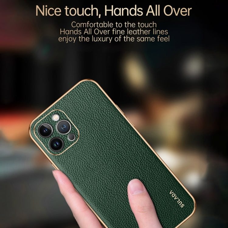 For iPhone 15 Pro Max SULADA TPU + Litchi Texture Leather Phone Case(Green) - iPhone 15 Pro Max Cases by SULADA | Online Shopping UK | buy2fix