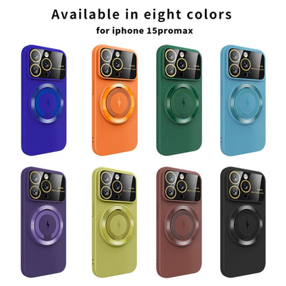 For iPhone 11 Pro Max Large Window MagSafe Magnetic Holder Phone Case(Black) by buy2fix