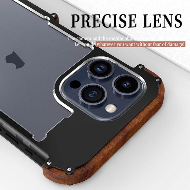 For iPhone 15 Pro R-JUST Ironwood Generation Metal + Wood Phone Case - iPhone 15 Pro Cases by R-JUST | Online Shopping UK | buy2fix