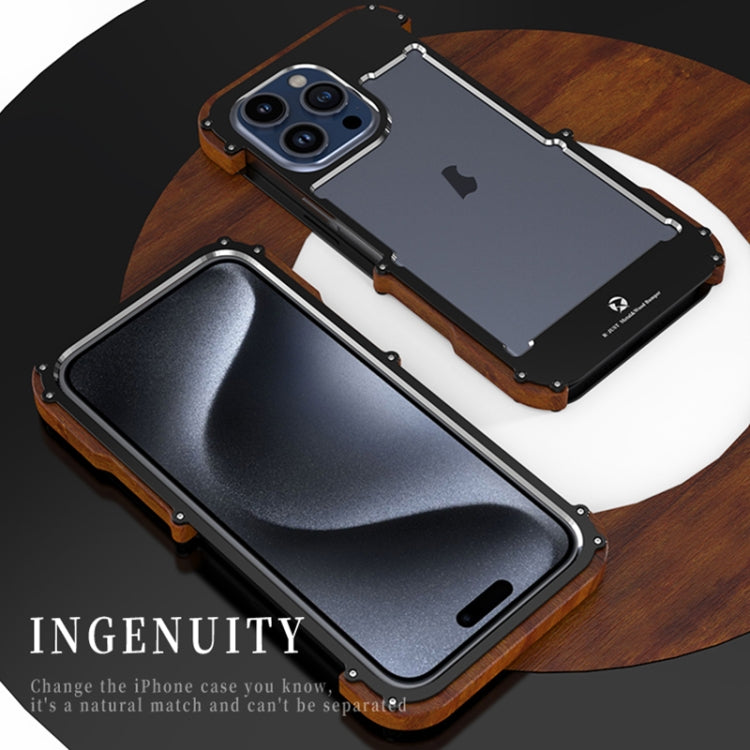 For iPhone 15 Pro Max R-JUST Ironwood Generation Metal + Wood Phone Case - iPhone 15 Pro Max Cases by R-JUST | Online Shopping UK | buy2fix