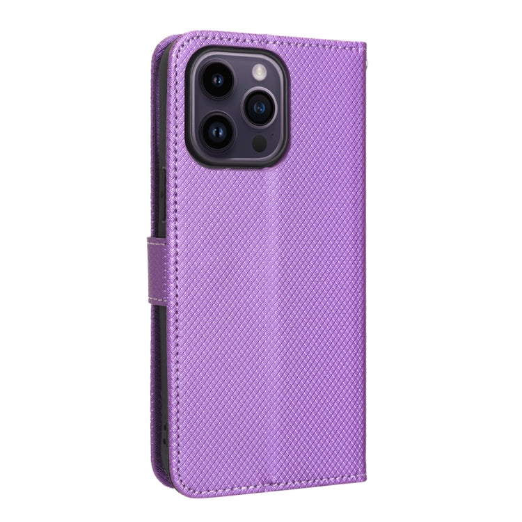 For iPhone 15 Pro Max Diamond Texture Leather Phone Case(Purple) - iPhone 15 Pro Max Cases by buy2fix | Online Shopping UK | buy2fix