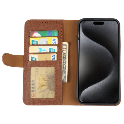 For iPhone 15 Pro Max GEBEI Top-grain Horizontal Flip Leather Phone Case(Brown) - iPhone 15 Pro Max Cases by GEBEI | Online Shopping UK | buy2fix