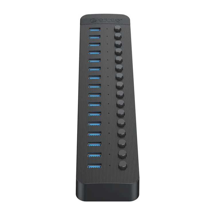 ORICO CT2U3-16AB Plastic Stripes 16 Ports USB 3.0 HUB with Individual Switches, Plug:UK Plug(Black) - USB 3.0 HUB by ORICO | Online Shopping UK | buy2fix