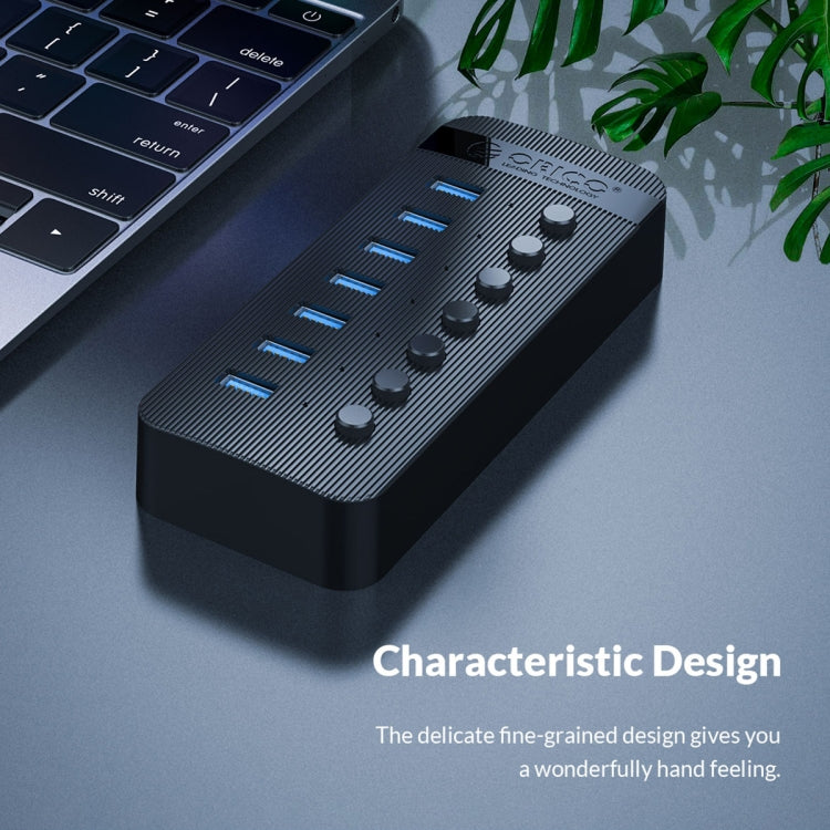 ORICO CT2U3-16AB Plastic Stripes 16 Ports USB 3.0 HUB with Individual Switches, Plug:UK Plug(Black) - USB 3.0 HUB by ORICO | Online Shopping UK | buy2fix