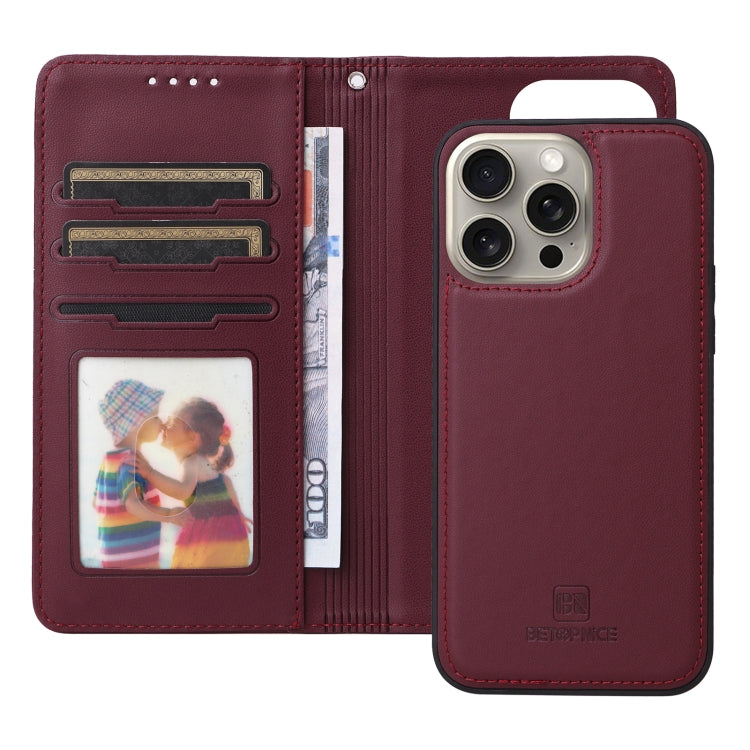 For iPhone 15 Pro Max BETOPNICE BN-005 2 in 1 Detachable Imitate Genuine Leather Phone Case(Wine Red) - iPhone 15 Pro Max Cases by BETOPNICE | Online Shopping UK | buy2fix