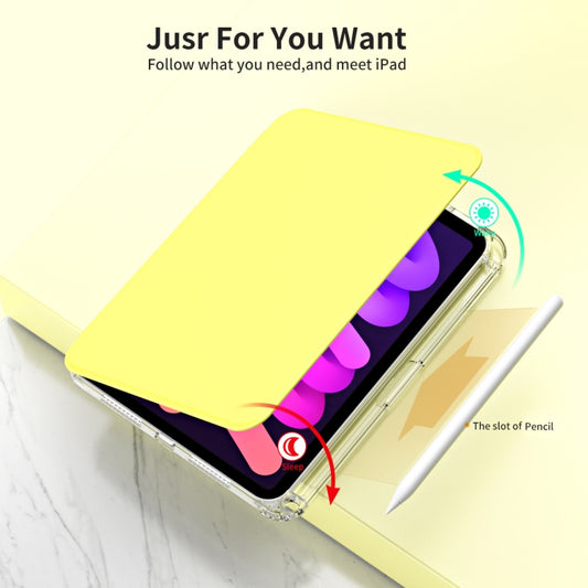 For iPad mini 6 / mini 2024 360 Rotation Detachable Clear Acrylic Leather Tablet Case(Yellow) by buy2fix