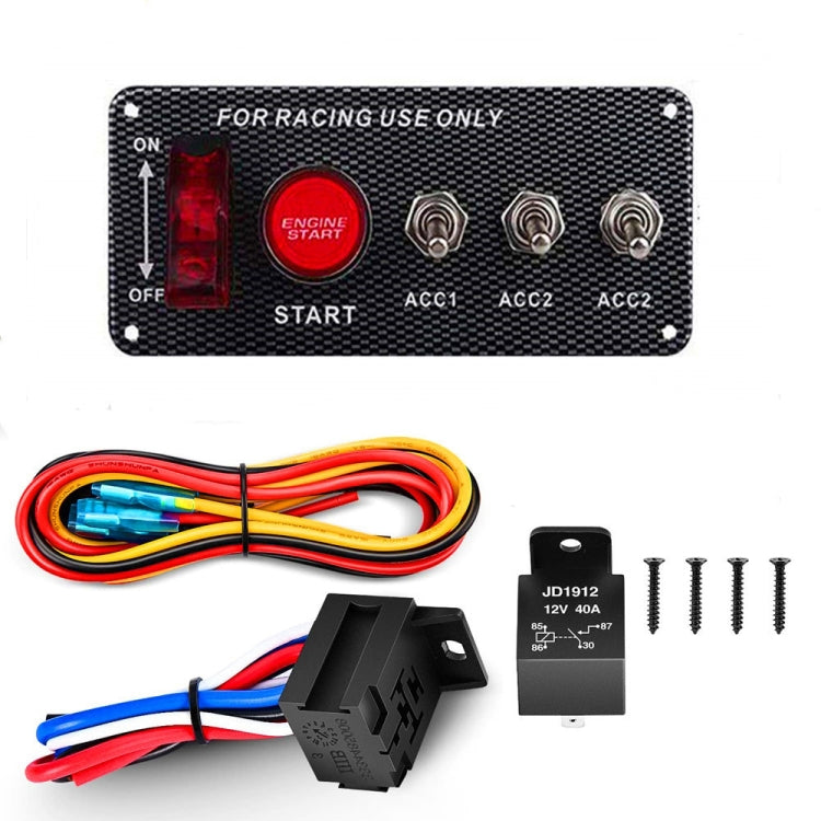 5 in 1 12V Car Racing Ignition Switch Panel with Switch & Engine Start Button & Relay Wiring Harness by buy2fix