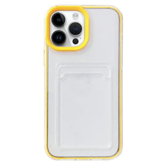 For iPhone 15 Pro Max 360 Clear PC Hybrid TPU Phone Case with Card Slot(Yellow) by buy2fix