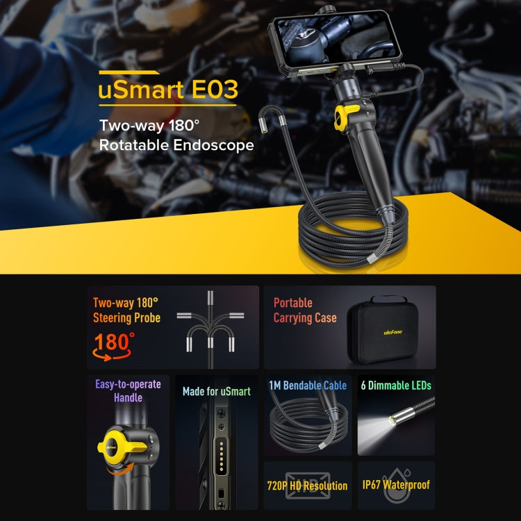 Ulefone uSmart E03 Rotatable Endoscope IP67 Waterproof for Armor 24 / 21 / 19 / 18T / Armor Pad(Black) -  by Ulefone | Online Shopping UK | buy2fix