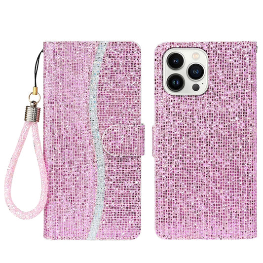 For iPhone 15 Pro Max Glitter Powder Filp Leather Phone Case(Pink) - iPhone 15 Pro Max Cases by buy2fix | Online Shopping UK | buy2fix