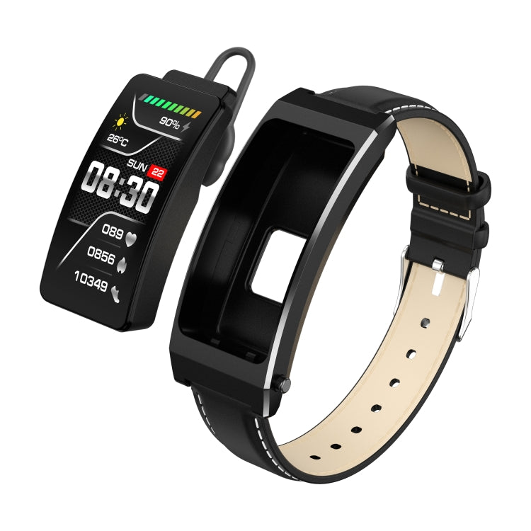 K7 1.14 inch TFT Screen Smart Call Bracelet, BT Call / Heart Rate / Blood Pressure / Blood Oxygen, Strap:Leather Strap(Black) - Smart Wristbands by buy2fix | Online Shopping UK | buy2fix