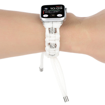For Apple Watch Ultra 49mm Silk Silver Beads Braided Watch Band(White) by buy2fix