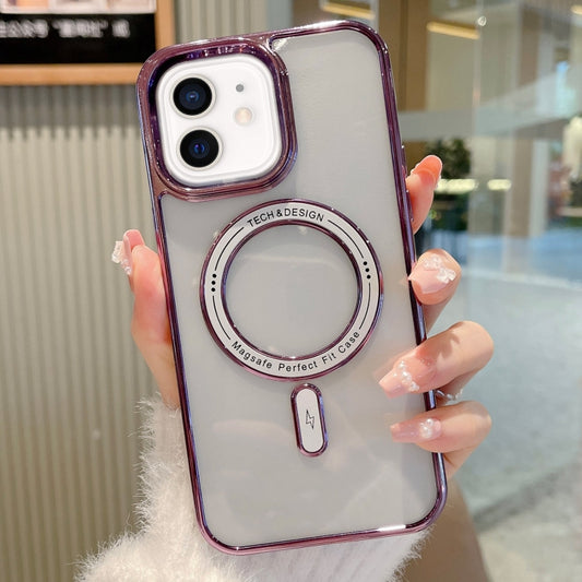 For iPhone 11 MagSafe Magnetic Transparent TPU Electroplated Phone Case(Purple) - iPhone 11 Cases by buy2fix | Online Shopping UK | buy2fix