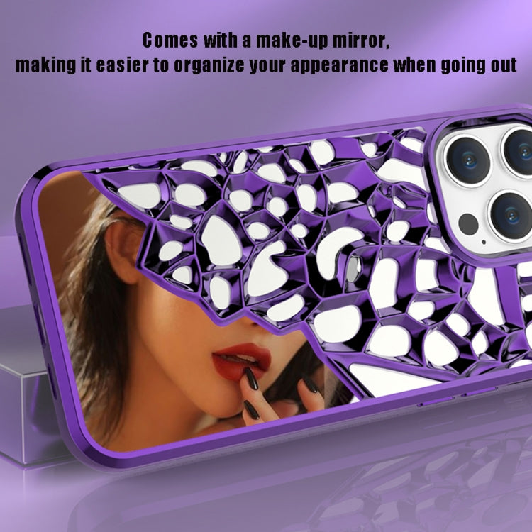For iPhone 15 Pro Max Mirror Style Hollow Heat Dissipation Electroplated TPU Phone Case(Gold) by buy2fix