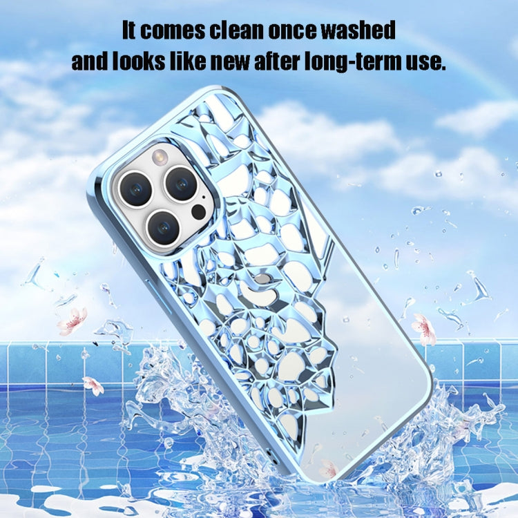 For iPhone 15 Pro Max Mirror Style Hollow Heat Dissipation Electroplated TPU Phone Case(Gold) by buy2fix