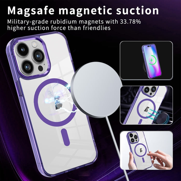 For iPhone 15 Pro Max Ice Color Magnetic Series TPU Hybrid Acrylic Magsafe Phone Case(Grey) by buy2fix