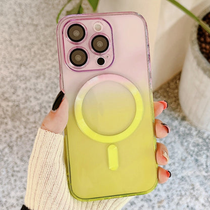 For iPhone 11 Pro Max MagSafe Magnetic TPU + Acrylic Gradient Color Phone Case(Purple Yellow) by buy2fix