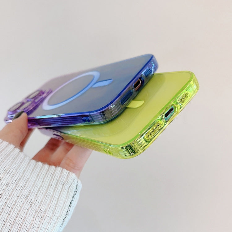 For iPhone 11 Pro Max MagSafe Magnetic TPU + Acrylic Gradient Color Phone Case(Purple Yellow) by buy2fix