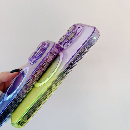 For iPhone 11 Pro Max MagSafe Magnetic TPU + Acrylic Gradient Color Phone Case(Purple Yellow) by buy2fix