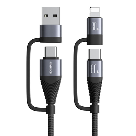 JOYROOM SA37-2T2 60W Multi-Function Series 4 in 1 Fast Charging Data Cable, Length:1.2m(Black) - Multifunction Cable by JOYROOM | Online Shopping UK | buy2fix