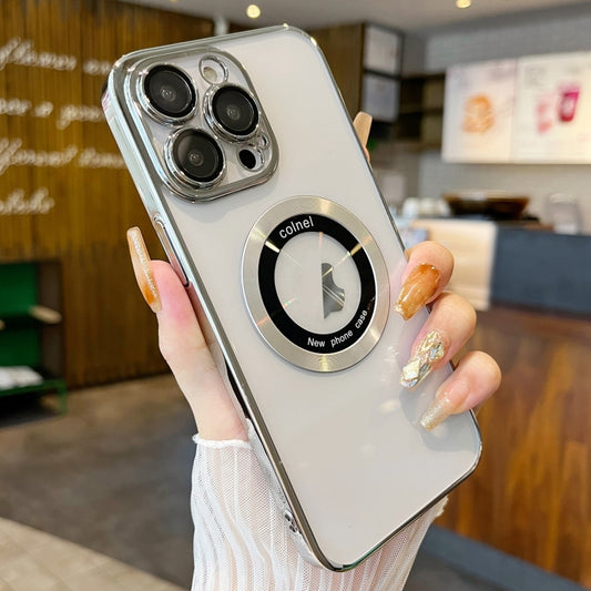 For iPhone 11 Pro Transparent Electroplated PC MagSafe Phone Case(Silver) by buy2fix