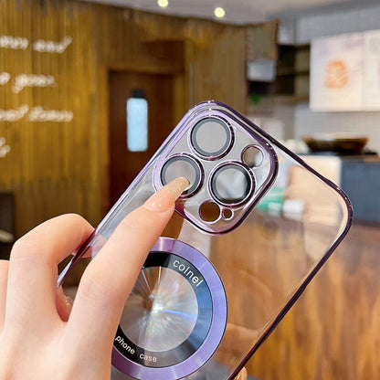 For iPhone 12 Pro Max Transparent Electroplated PC MagSafe Phone Case(Silver) by buy2fix