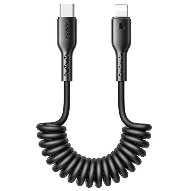 JOYROOM SA38-CL3 30W USB-C / Type-C to 8 Pin Coiled Fast Charging Data Cable, Length:1.5m(Black) - 2 in 1 Cable by buy2fix | Online Shopping UK | buy2fix