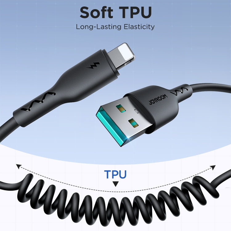 JOYROOM SA38-CL3 30W USB-C / Type-C to 8 Pin Coiled Fast Charging Data Cable, Length:1.5m(Black) - 2 in 1 Cable by buy2fix | Online Shopping UK | buy2fix