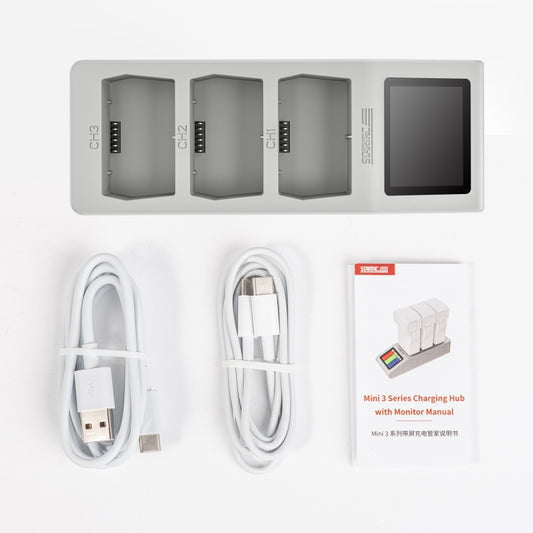 For DJI Mini 4 Pro / Mini 3/ Mini 3 Pro STARTRC 3 in 1 Charging Butler Battery Charger with Screen(Grey) by STARTRC