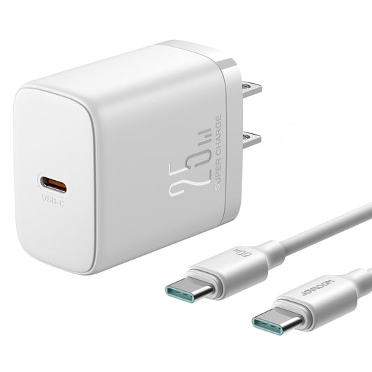 JOYROOM JR-TCF11 25W USB-C / Type-C Port Fast Charger with Cable Set, US Plug(White) - USB Charger by JOYROOM | Online Shopping UK | buy2fix