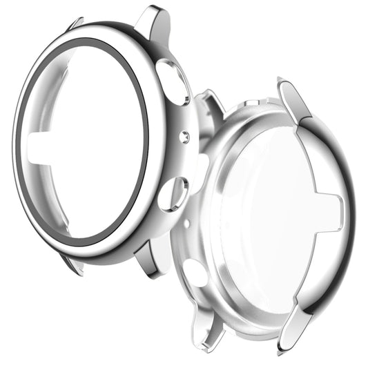 For Samsung Galaxy Watch Active 2 40mm Electroplate PC Protective Case with Tempered Glass Film(Silver) by buy2fix