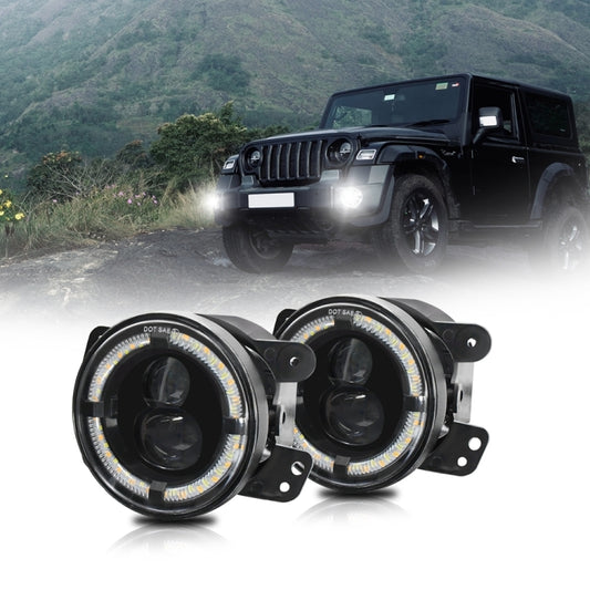 For Jeep Wrangler JK 2 Door 2007-2015 Y4 4 inch 1 Pair Light Guide Dual Lens Fog Light(Yellow White) by buy2fix