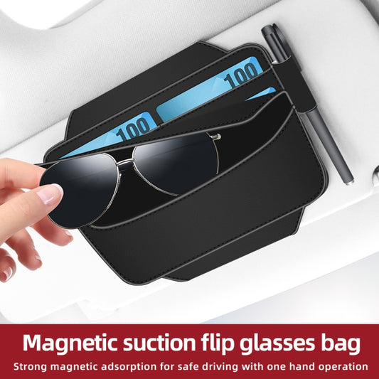 3073 Napa Texture Leather Car Removable Glasses Storage Bag(Black) by buy2fix