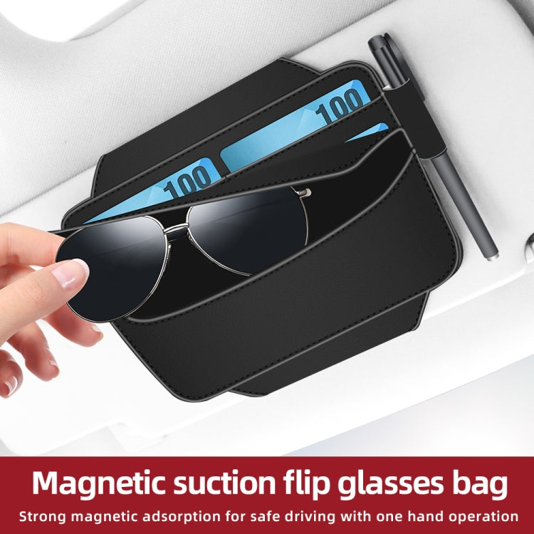 3073 Napa Texture Leather Car Removable Glasses Storage Bag(Grey) - Sunglasses & Glasses Clips by buy2fix | Online Shopping UK | buy2fix