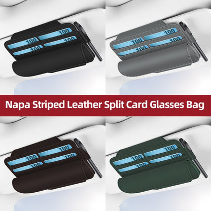 3073 Napa Texture Leather Car Removable Glasses Storage Bag(Black) - Sunglasses & Glasses Clips by buy2fix | Online Shopping UK | buy2fix