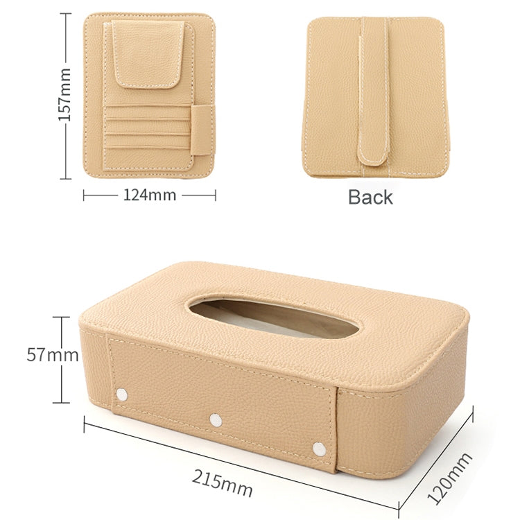 Car Litchi Texture Hanging Tissue Box Sun Visor Card Storage Clip(Brown) - Sunglasses & Glasses Clips by buy2fix | Online Shopping UK | buy2fix