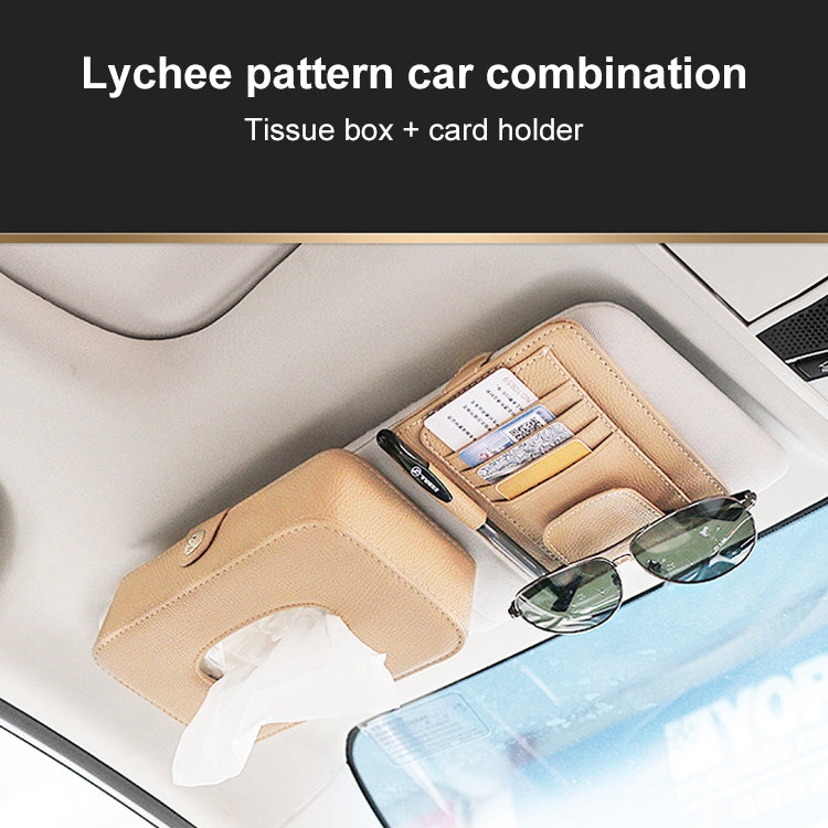 Car Litchi Texture Hanging Tissue Box Sun Visor Card Storage Clip(Beige) - Sunglasses & Glasses Clips by buy2fix | Online Shopping UK | buy2fix