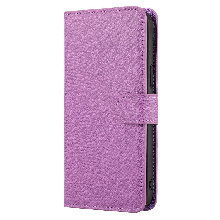 For iPhone 15 Pro Max Cross Texture Detachable Horizontal Flip PU Leather Case(Purple) - iPhone 15 Pro Max Cases by buy2fix | Online Shopping UK | buy2fix