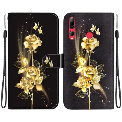 For Huawei P Smart Z / Y9 Prime Crystal Texture Colored Drawing Leather Phone Case(Gold Butterfly Rose) by buy2fix