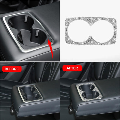 For Ford Mustang Mach E 2021 Car Rear Seat Cup Holder Frame Diamond Decorative Sticker - Car Interior Mouldings by buy2fix | Online Shopping UK | buy2fix