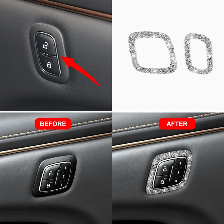 For Ford Mustang Mach E 2021 Car Door Lock Button Diamond Decorative Sticker, Left Drive - Car Interior Mouldings by buy2fix | Online Shopping UK | buy2fix