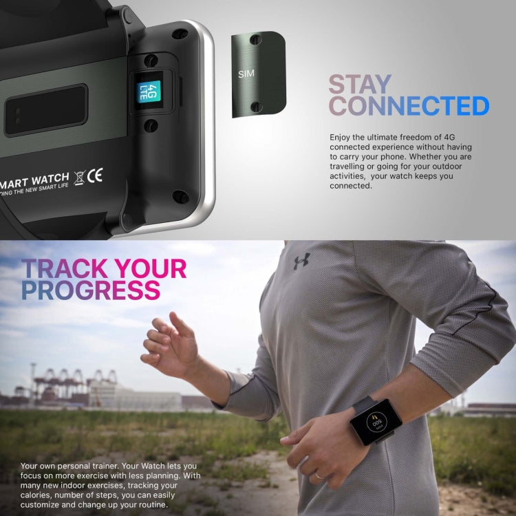 DM100 2.86 inch IPS Full Screen Smart Sport Watch, Support Independent Card Insertion / Multiple Sports Modes / Heart Rate Monitoring / Step Counting, Memory:RAM 3GB+ROM 32GB(Black) by buy2fix