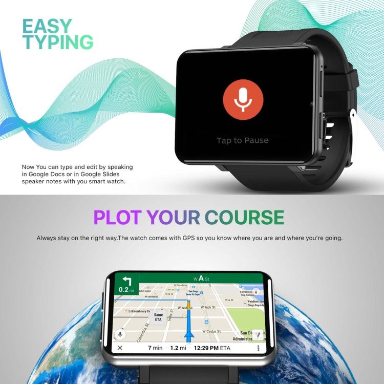 DM100 2.86 inch IPS Full Screen Smart Sport Watch, Support Independent Card Insertion / Multiple Sports Modes / Heart Rate Monitoring / Step Counting, Memory:RAM 3GB+ROM 32GB(Black) by buy2fix
