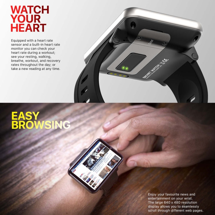 DM100 2.86 inch IPS Full Screen Smart Sport Watch, Support Independent Card Insertion / Multiple Sports Modes / Heart Rate Monitoring / Step Counting, Memory:RAM 3GB+ROM 32GB(Black) by buy2fix