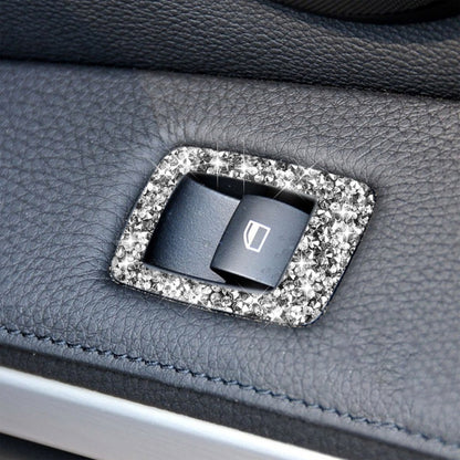 For BMW 3 Series E90 / 320i / 325i 2005-2012 Car Window Lift Panel 35.8cm Diamond Decorative Sticker, Left Drive by buy2fix
