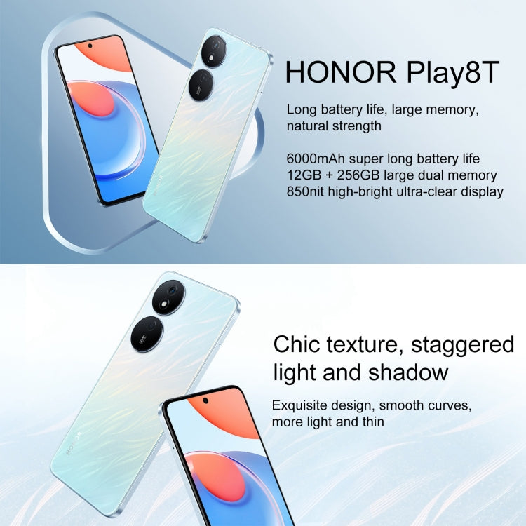 Honor Play8T, 12GB+256GB, 6.8 inch MagicOS 7.2 Dimensity 6080 Octa Core up to 2.4GHz, Network: 5G, OTG, Not Support Google Play(Green) by HONOR