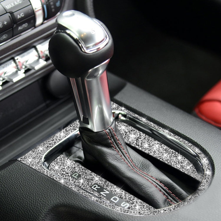 For Ford Mustang 2015-2020 3pcs Car Gear Shift Outer Ring Diamond Decoration Sticker, Left Drive by buy2fix
