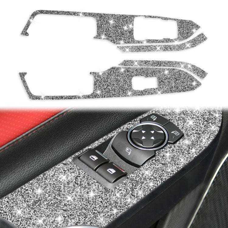 For Ford Mustang 2015-2020 4pcs Car Window Lift Panel Diamond Decoration Sticker, Left Drive by buy2fix