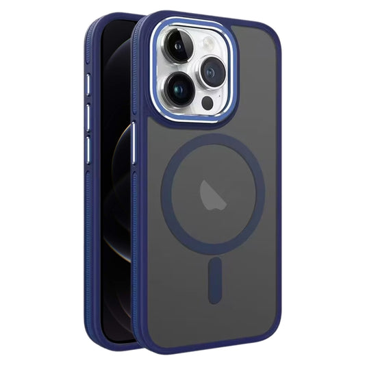 For iPhone 12 / 12 Pro Two-color Frosted MagSafe Magnetic Phone Case(Blue) - iPhone 12 / 12 Pro Cases by buy2fix | Online Shopping UK | buy2fix